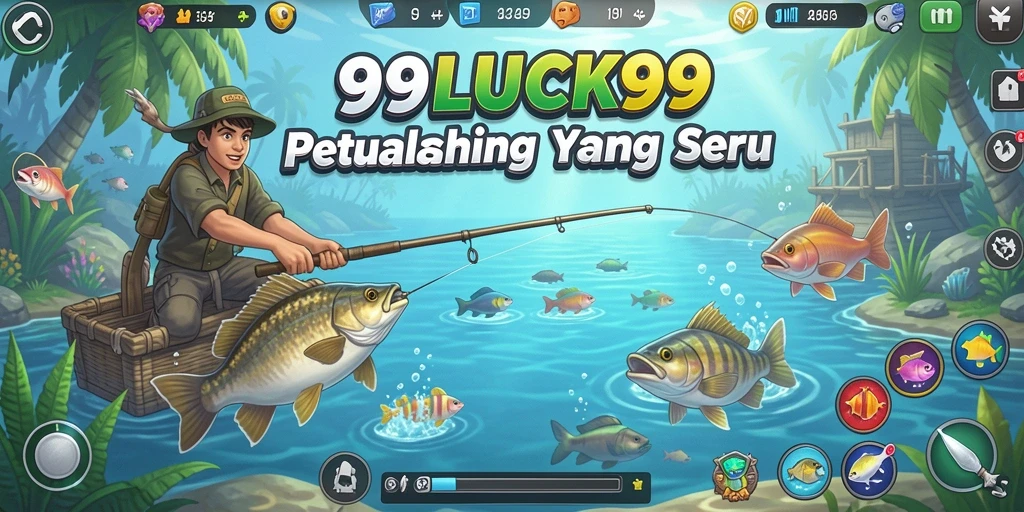 Tampilan gameplay menarik dalam 99LUCK99 saat memancing ikan besar.