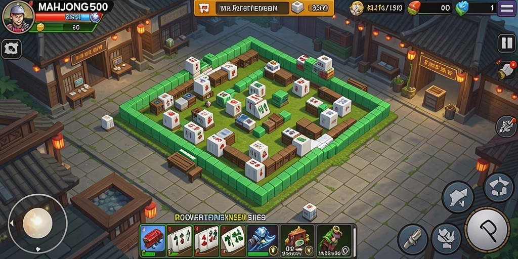 Tangkapan layar menunjukkan aksi seru permainan Tower Defense di MAHJONG500.