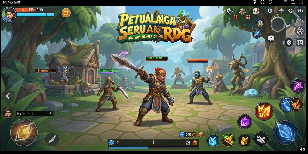 Screenshot MT777 menunjukkan pertarungan epik dalam dunia RPG yang mengagumkan.