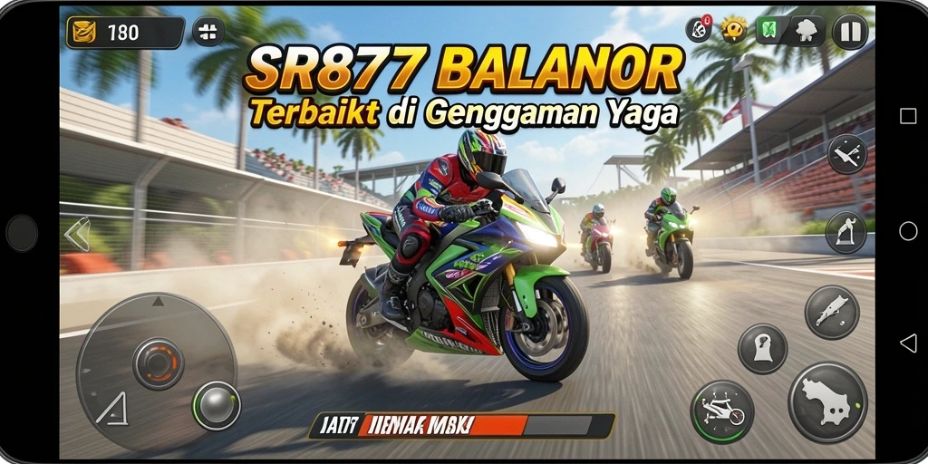 Gameplay SR877 yang memukau saat balapan motor.