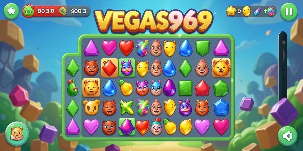 Tampilan gameplay seru dalam VEGAS969 yang penuh warna.