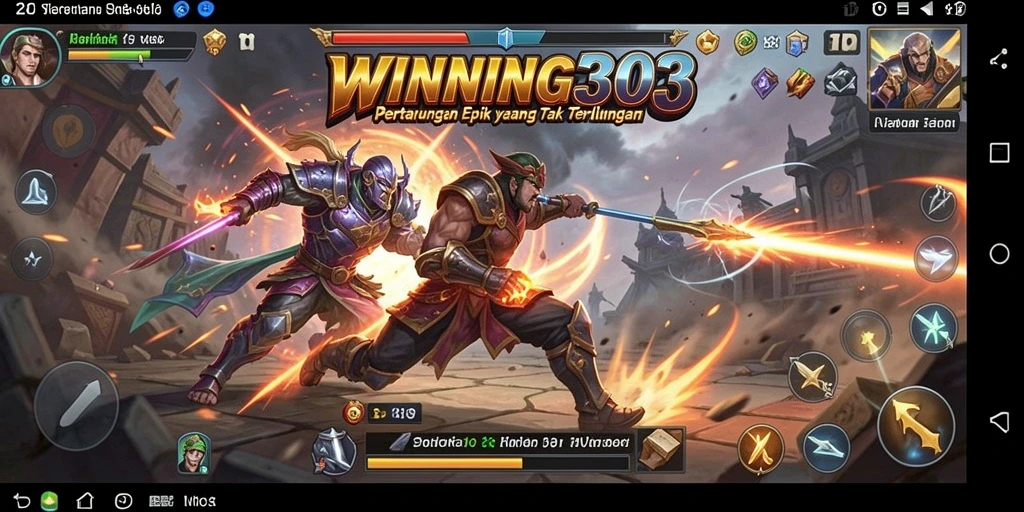 Tampilan gameplay mendebarkan dengan pertarungan karakter yang intens.